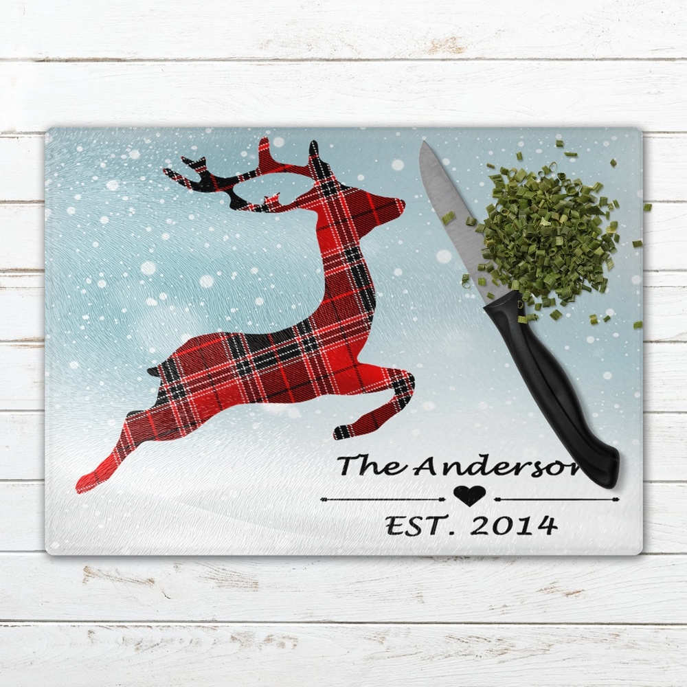 Personalized Holiday Glass Cutting Board